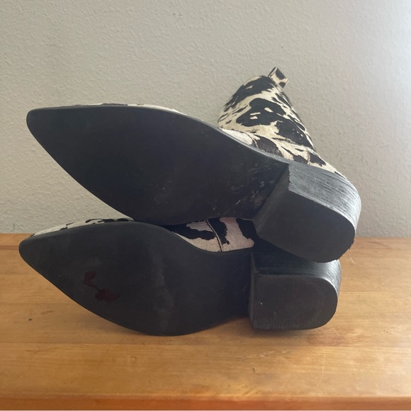 DINGO Black Cow Print Pointed Toe Boots DI127 Live a Little Leather Real Fur Sz7 - Picture 6 of 15